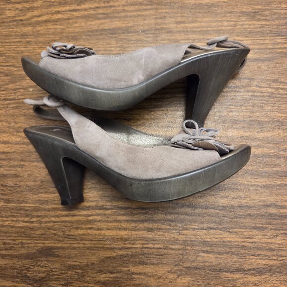 DANIELE TUCCI Women's Brushed Suede Leather Upper Open Toe Slingback Heels 7.5M - Picture 2 of 15